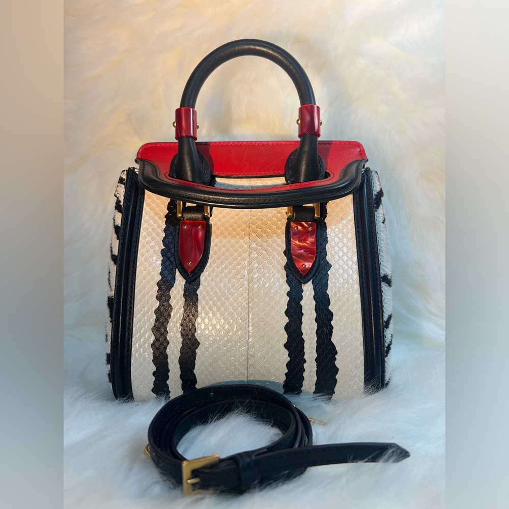 Alexander McQueen
Heroine Mini Snake Satchel Bag, Multi Colors  🖤❤️🤍